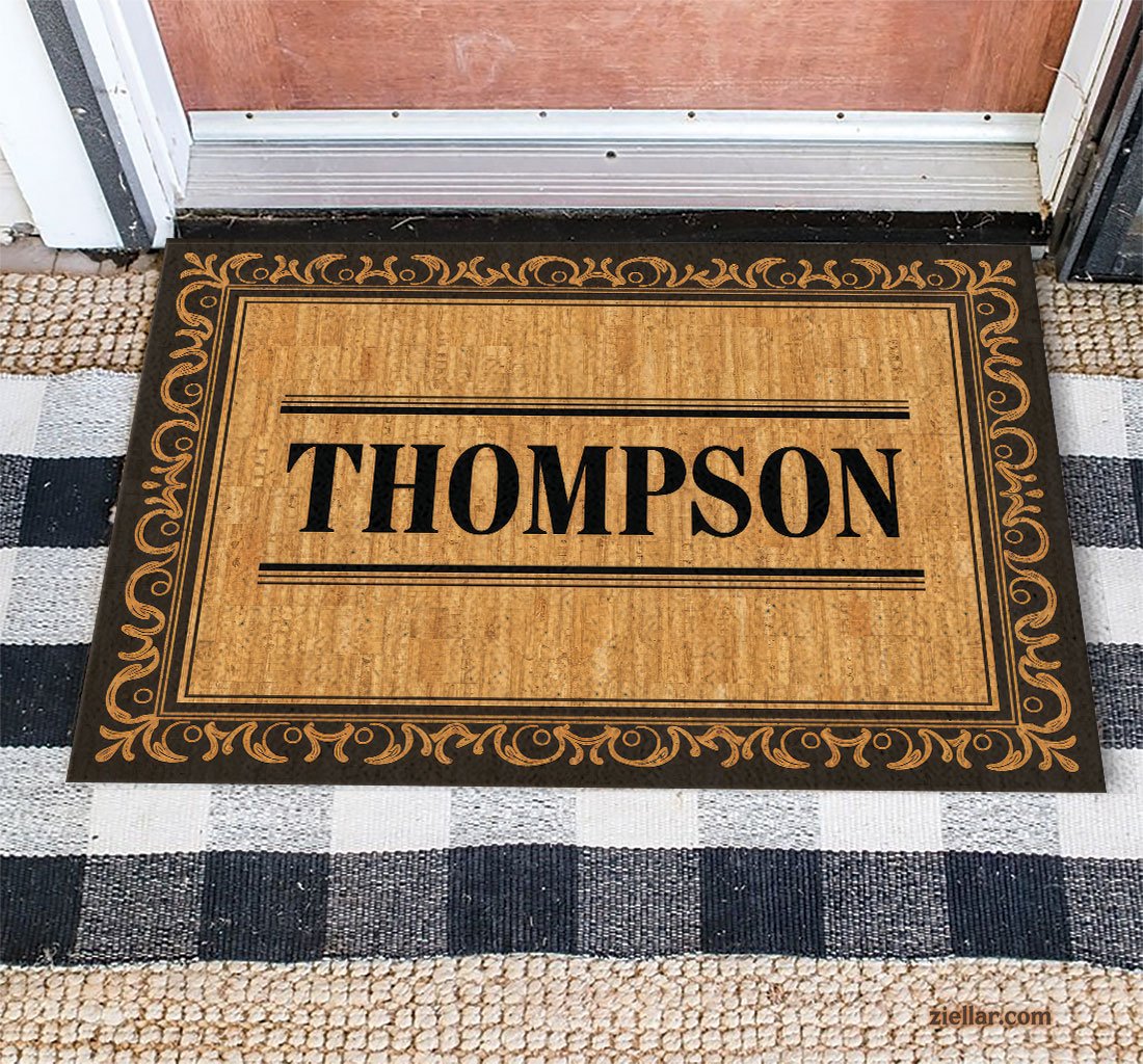 Personalized Monogram Doormat, Elegant Vintage Name Rug for Home Entryway