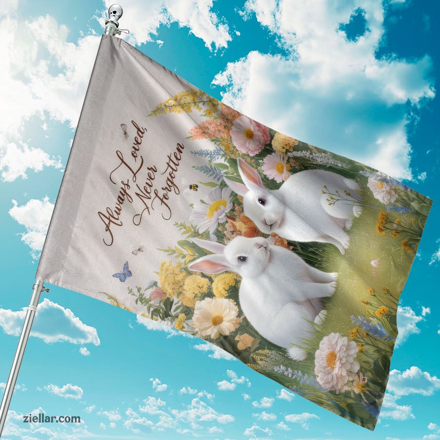 Pet Memorial Garden Flag Bunny Design, Always Loved Never Forgotten Yard Decor