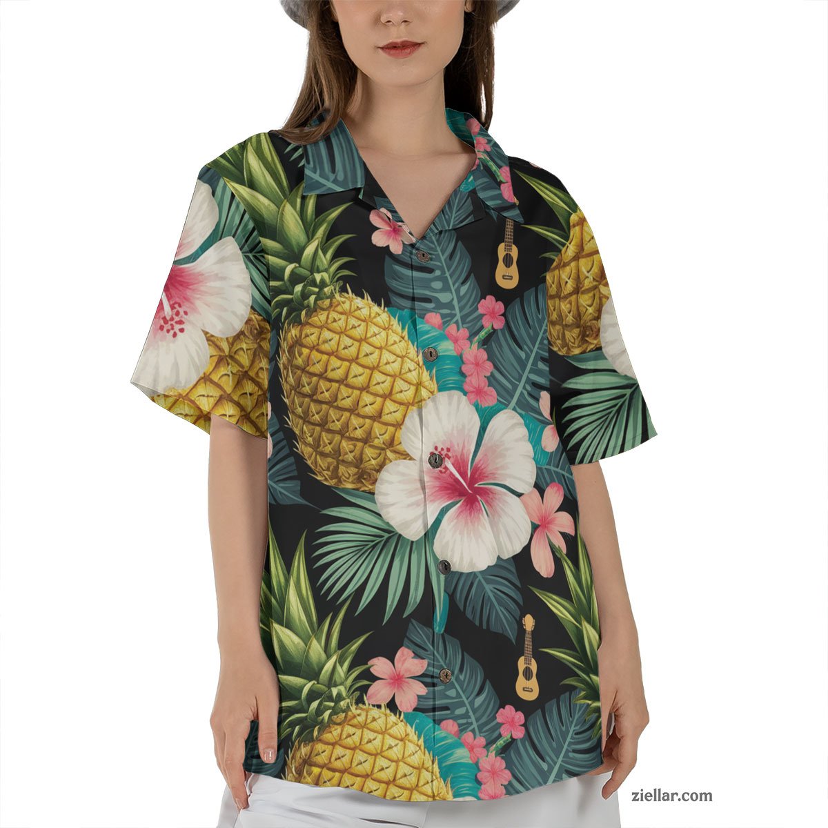 Pineapple and White Hibiscus Floral Hawaiian Shirts Gifts for Men and Women – Great for Luau and Island Getaways