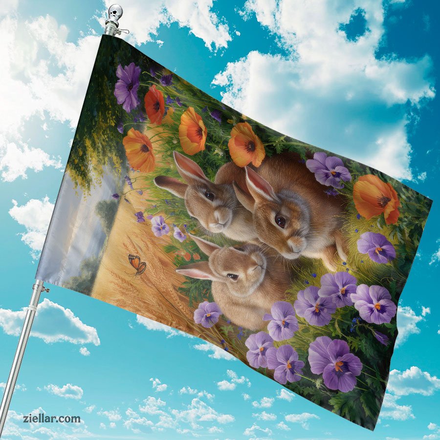 Playful Bunnies Among Flowers in a Meadow Perfect Easter Decoration Gift