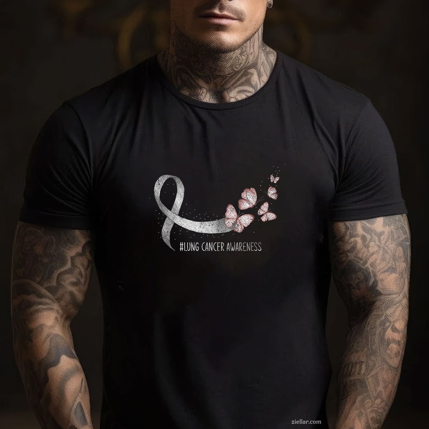 Pretty White Ribbon Support Lung Cancer Awareness T-Shirt
