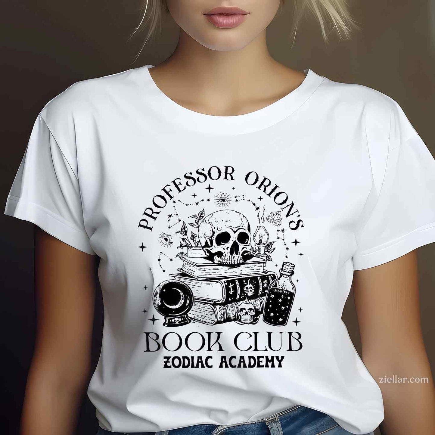 Professor Orions Book Club Halloween T-Shirt, Skull Book Lover Spooky Graphic Tee For Women Adults