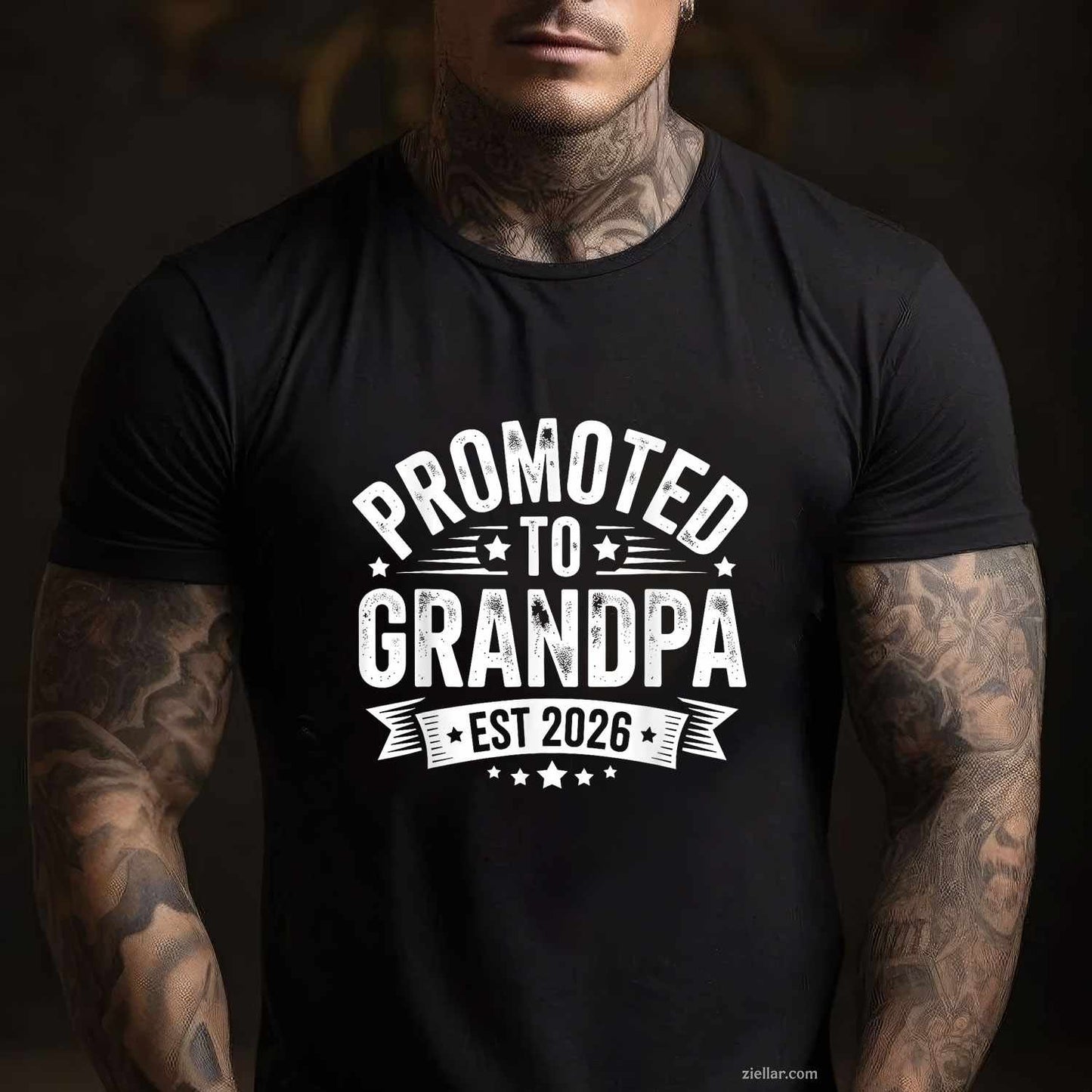 Promoted to Grandpa Est 2026 Grandparents Baby Announcement T-Shirt Tee for Men Women Adults Unisex