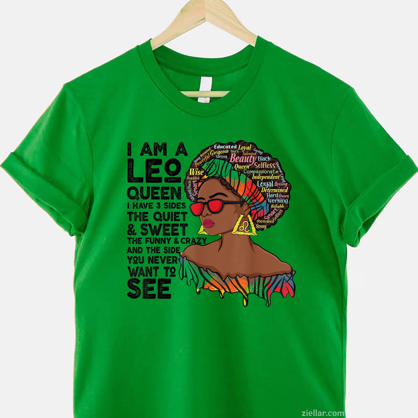 Proud Afro Leo Queen Tee and T-Shirt, July August Zodiac Birthday Gift T-Shirt for Women Adults