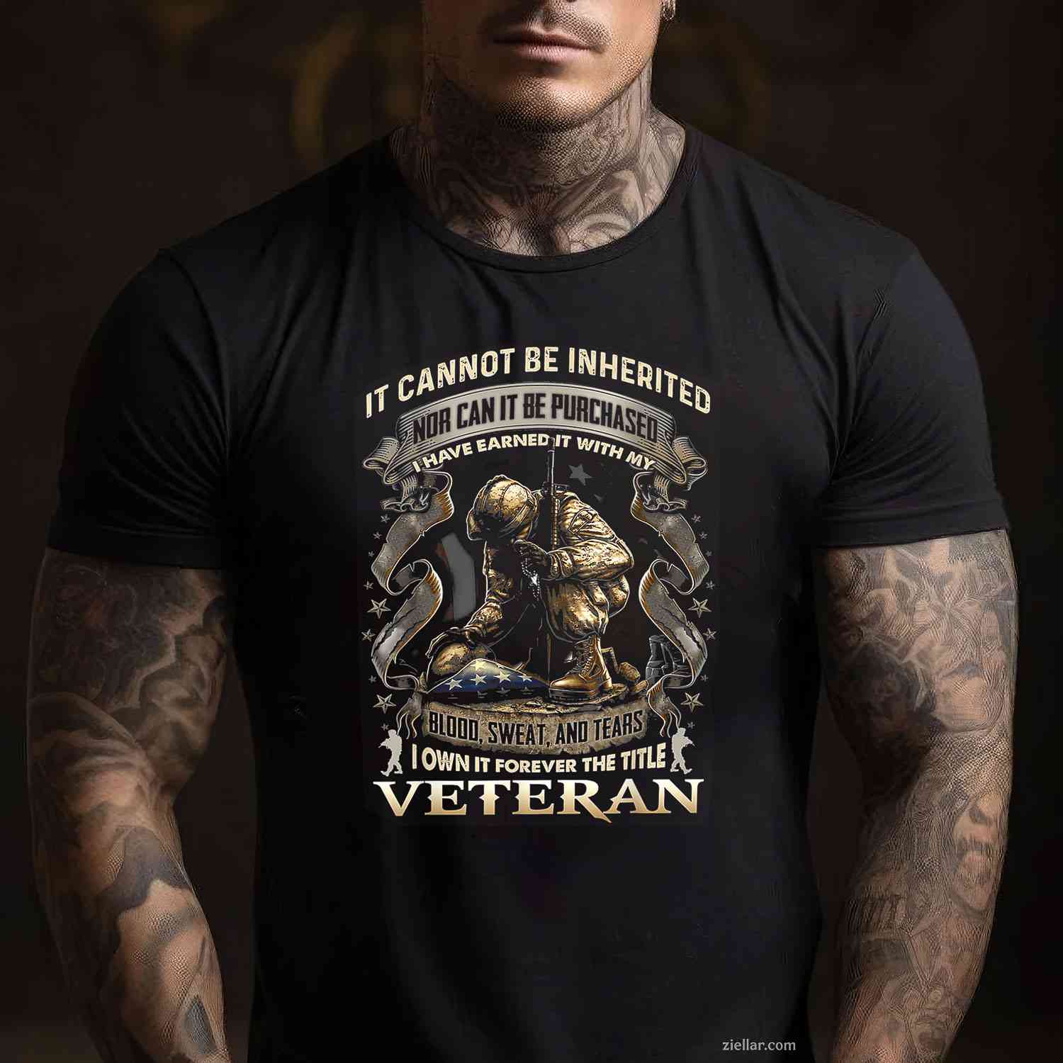Proud Military Veteran Patriotic American Flag_ It Cannot Be Inherited Nor Can It Be Purchased T-Shirt And Tee