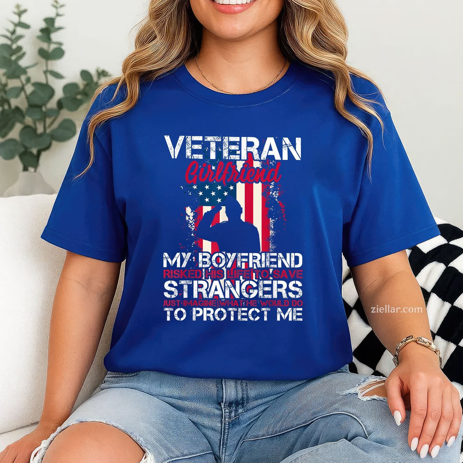 Proud Veteran Girlfriend Tee and T-Shirt, Funny Relationship Gift T-Shirt for Couples and Adults