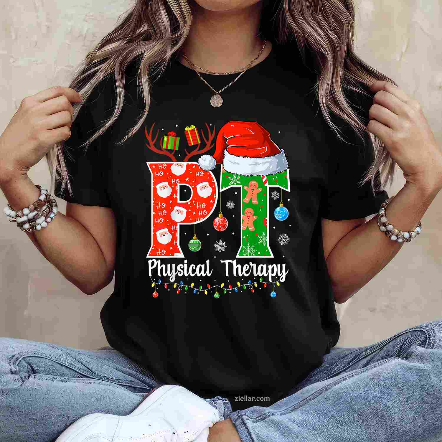 Pt Christmas Physical Therapy Christmas Pt Xmas T-Shirt, A Funny Physical Therapy Christmas Pt Tee For Adults