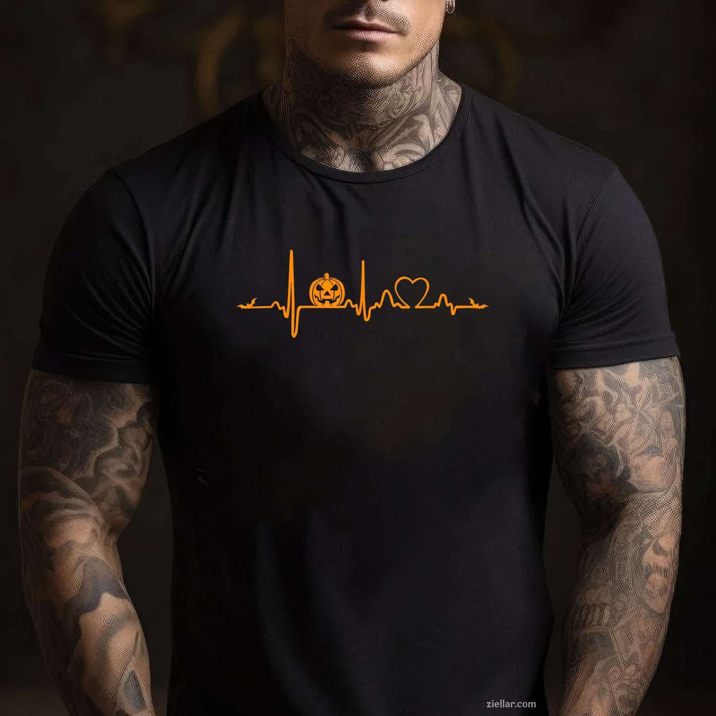 Pumpkin Heartbeat Halloween Men & Women'S Graphic T-Shirt And Tee For Spooky Season