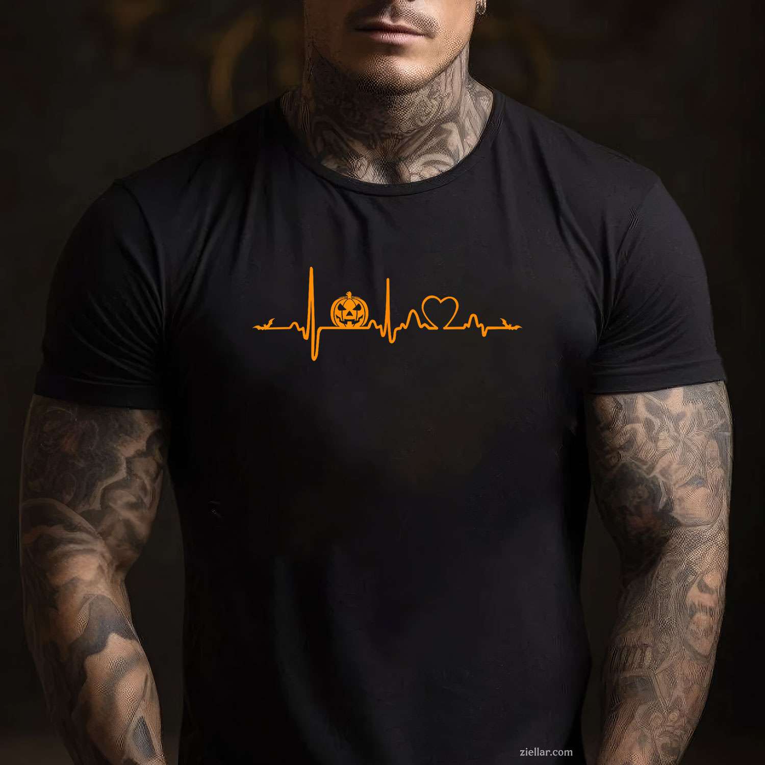 Pumpkin Heartbeat Halloween Men & Women'S Graphic T-Shirt And Tee For Spooky Season