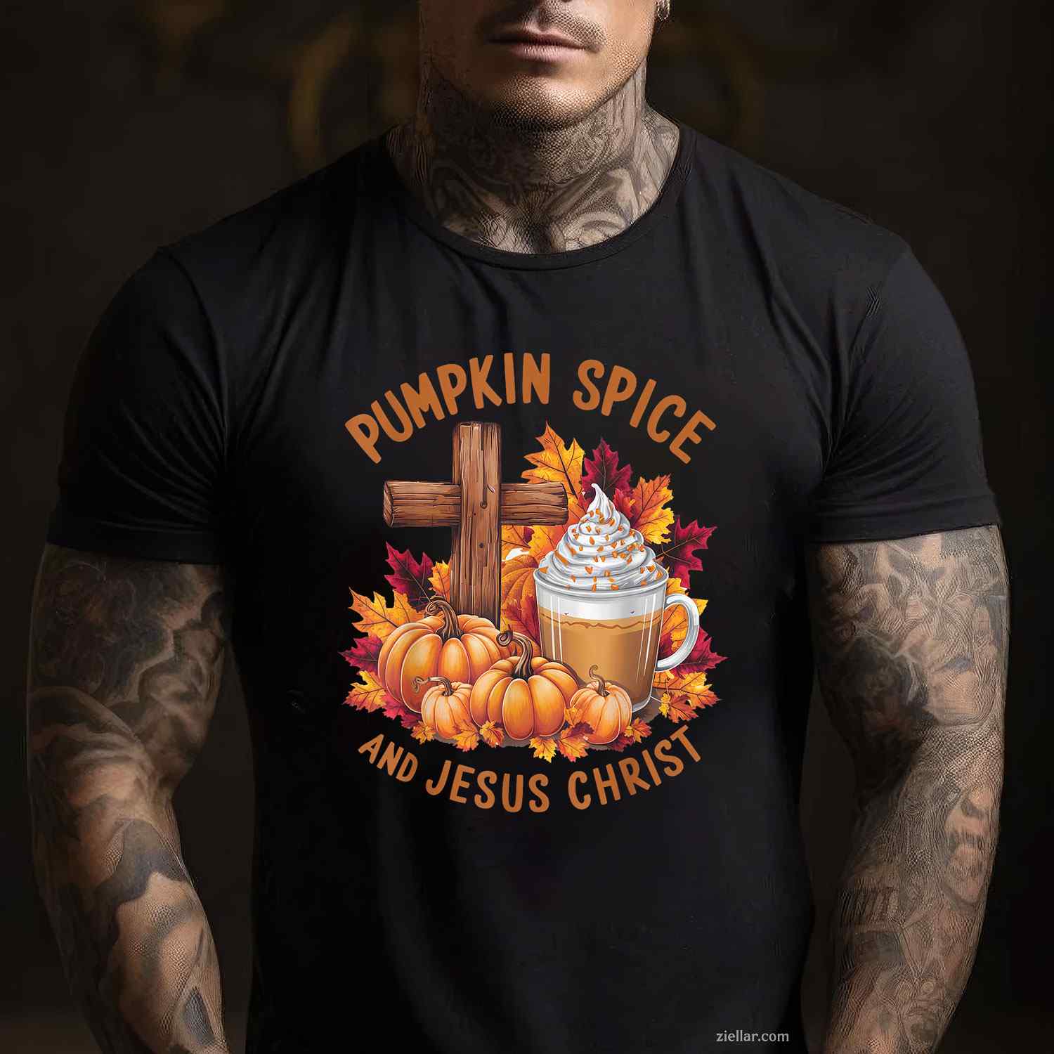 Pumpkin Spice And Jesus Christ Funny Fall Christian T-Shirt and Tee for Adults Men Women Unisex