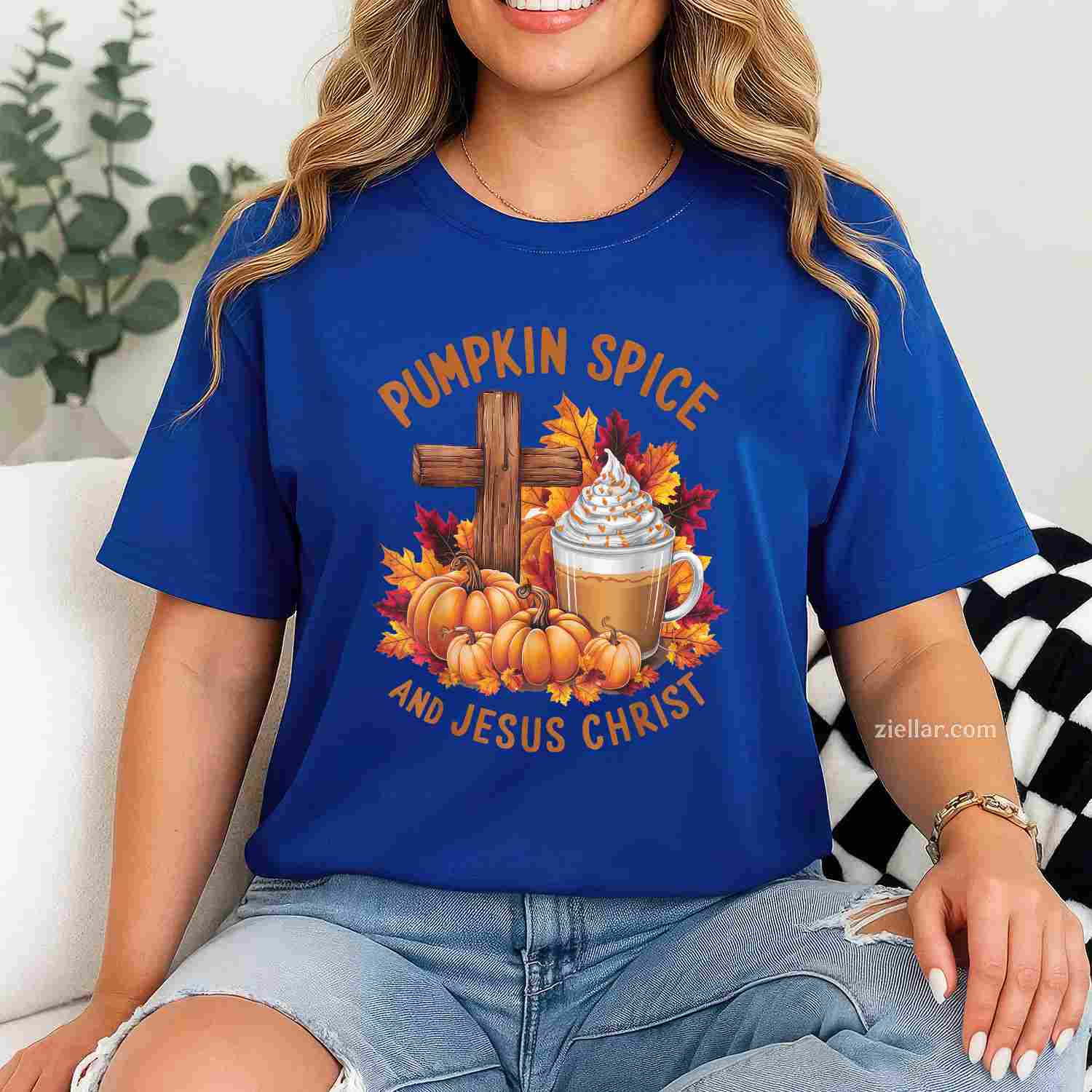 Pumpkin Spice And Jesus Christ Funny Fall Christian T-Shirt and Tee for Adults Men Women Unisex