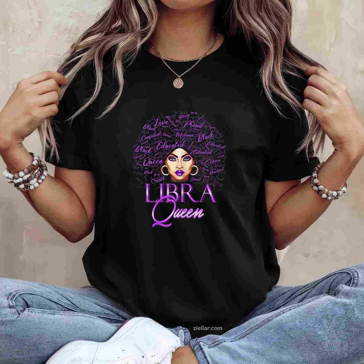 Purple Libra Queen Woman Lady September Womens Birthday T-Shirt Tee