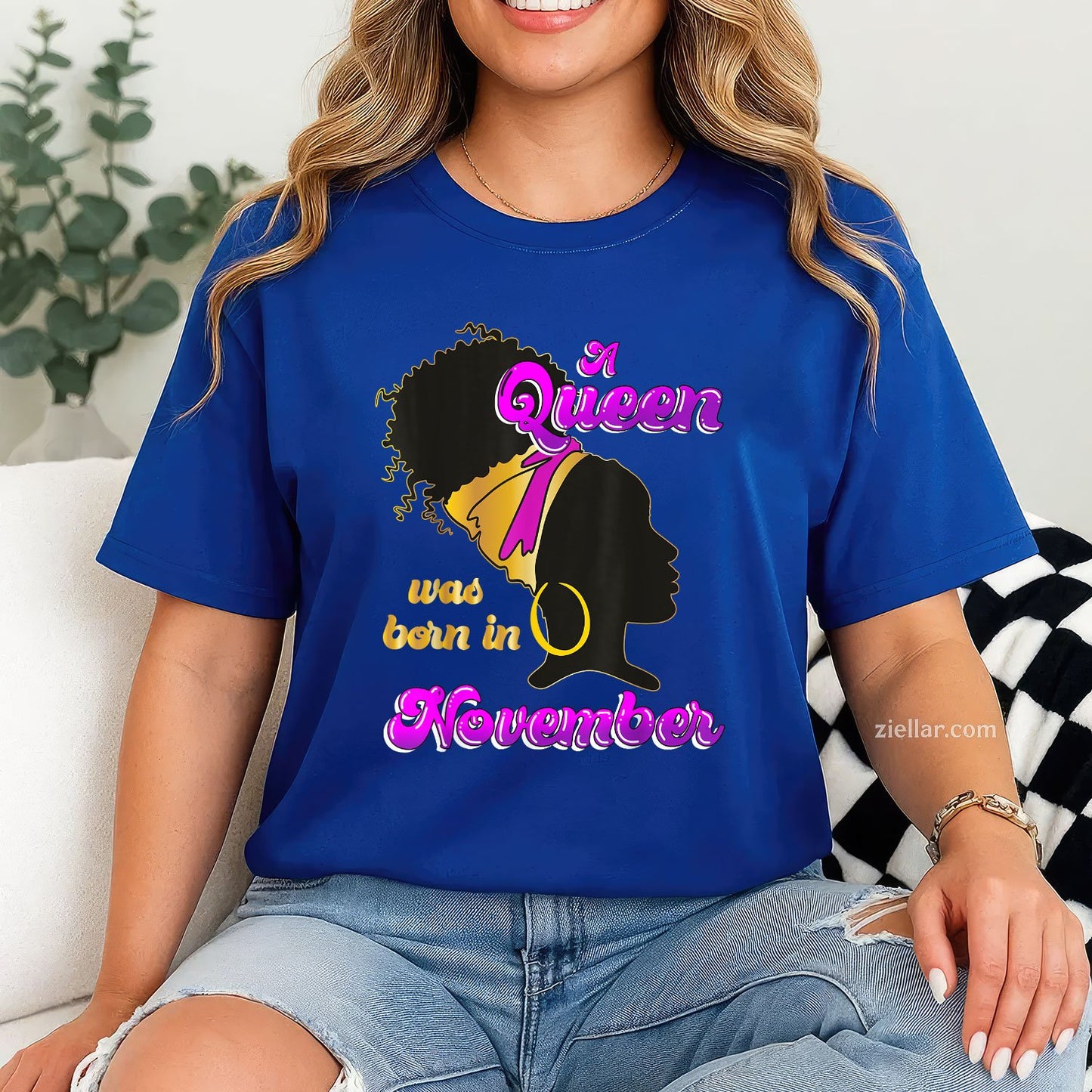 Queen Born in November Tee and T-Shirt, Black Woman Birthday T-Shirt Gift for Women Adults