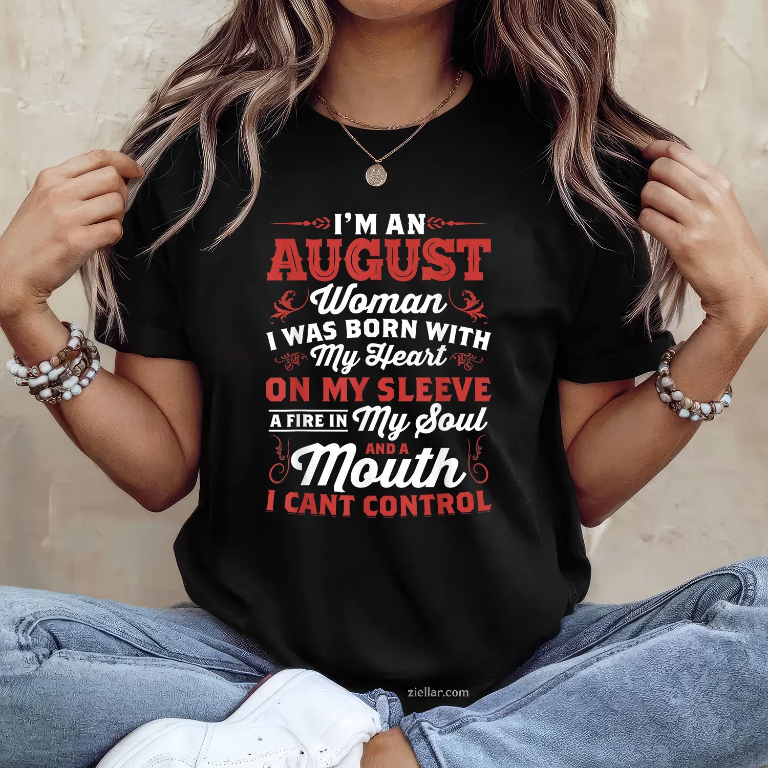 Queen Born in August Tee and T-Shirt, Proud Woman Birthday T-Shirt for Women Adults
