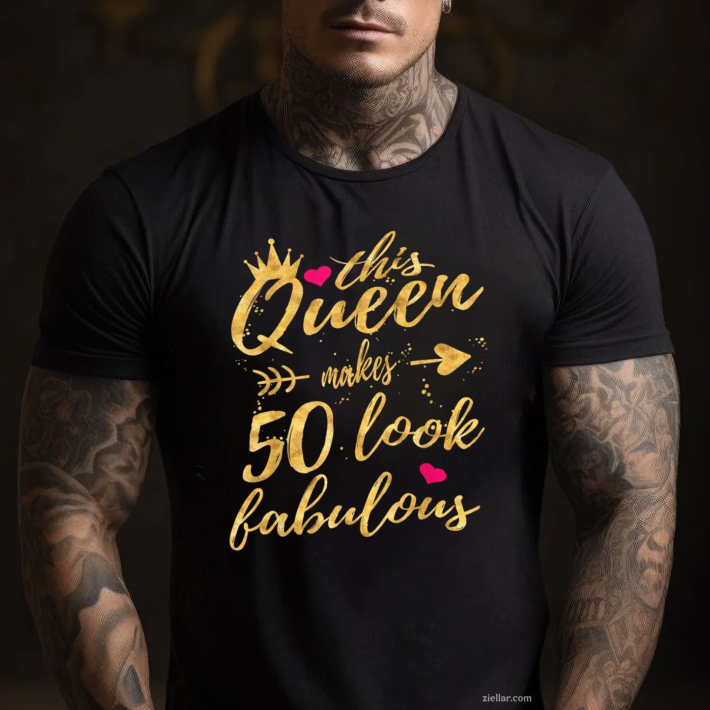Queen Turns 50 in August Tee and T-Shirt, Fabulous Birthday T-Shirt Gift for Women Adults