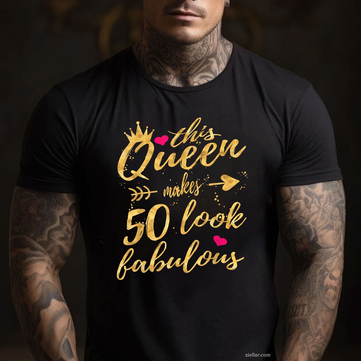 Queen Turns 50 in August Tee and T-Shirt, Fabulous Birthday T-Shirt Gift for Women Adults