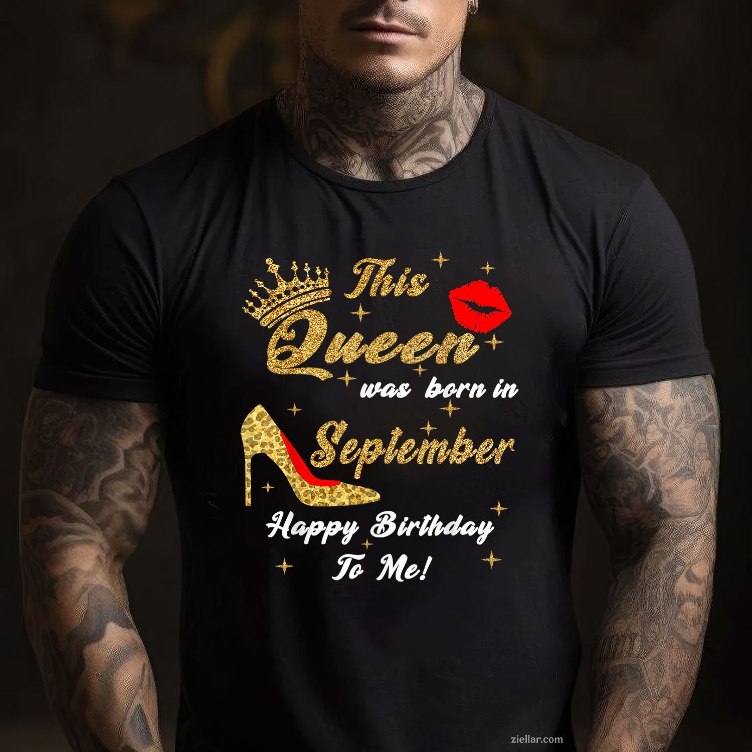 Queen Was Born in September Tee and T-Shirt, Happy Birthday Gift T-Shirt for Women Adults
