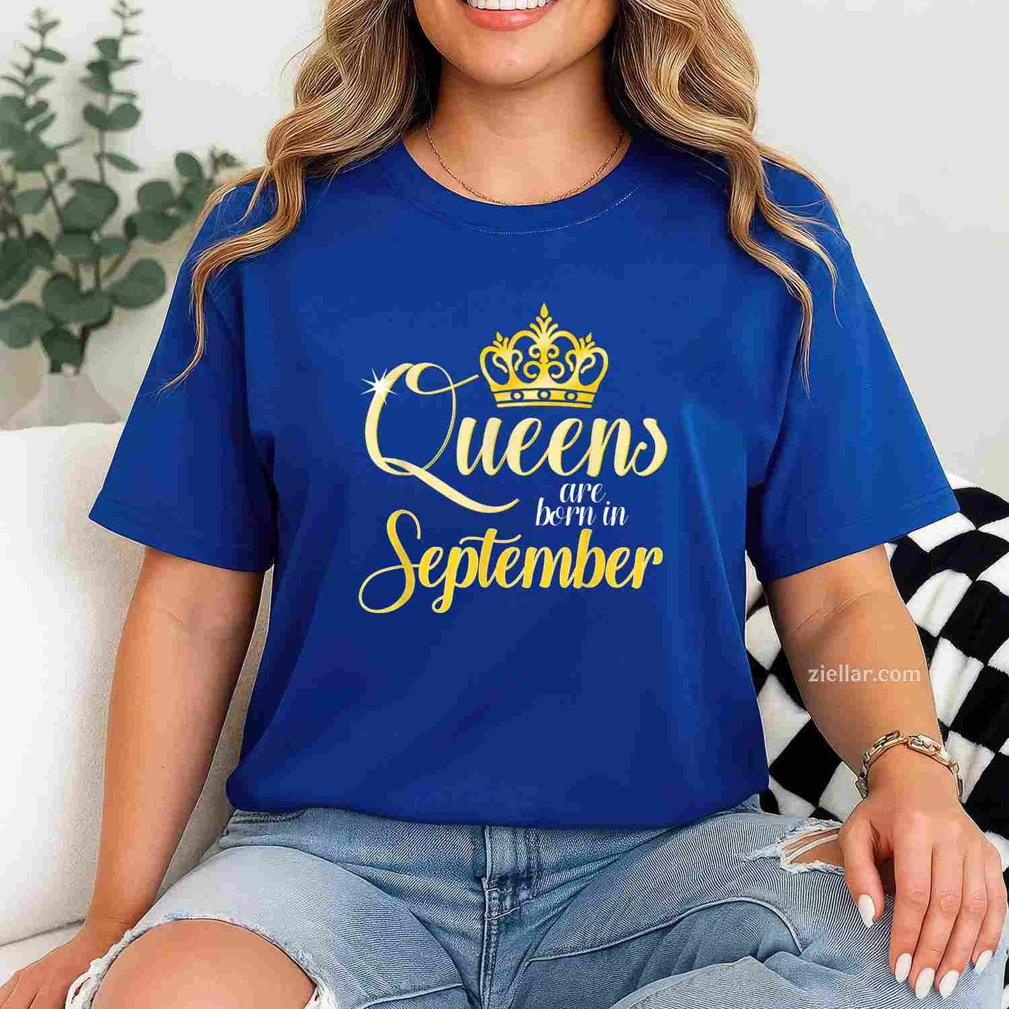 Queens Are Born In September Birth Month Queen T-Shirt Tee for Men Women Adults Unisex