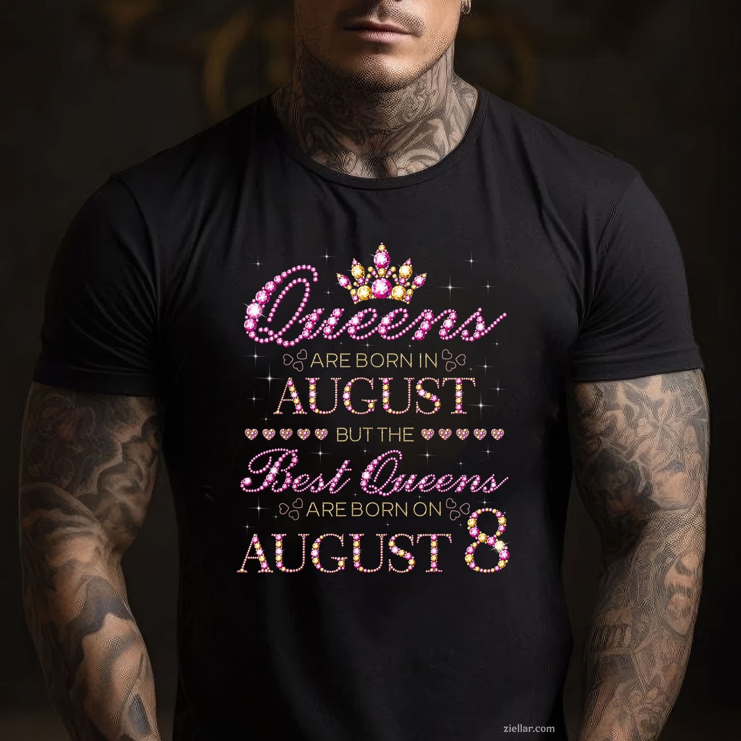 Queens Are Born in August Tee and T-Shirt, Best August 8 Birthday Gift T-Shirt for Women Adults