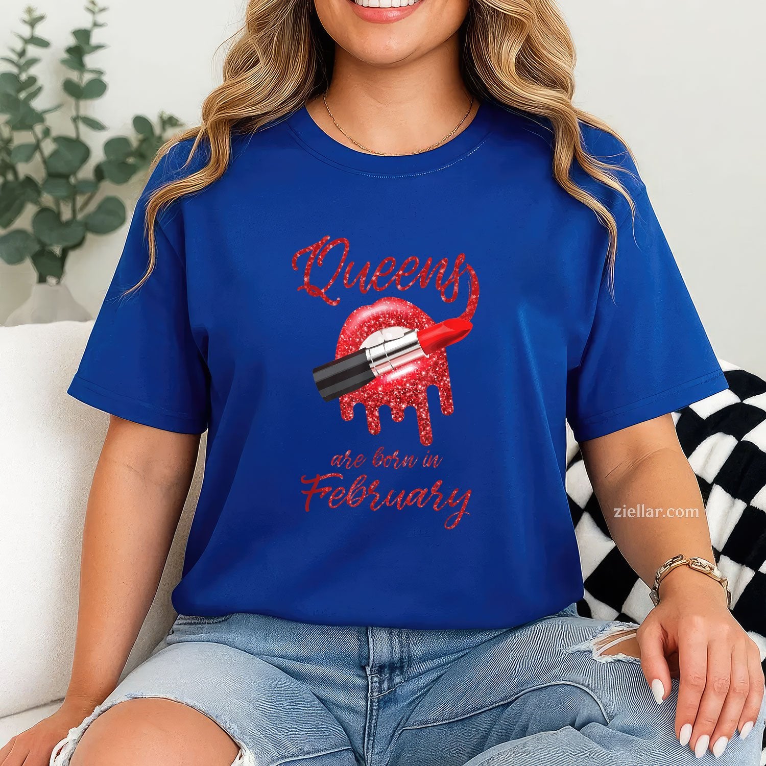 Queens Are Born in February Tee and T-Shirt, Girl Birthday Gift T-Shirt for Women Adults