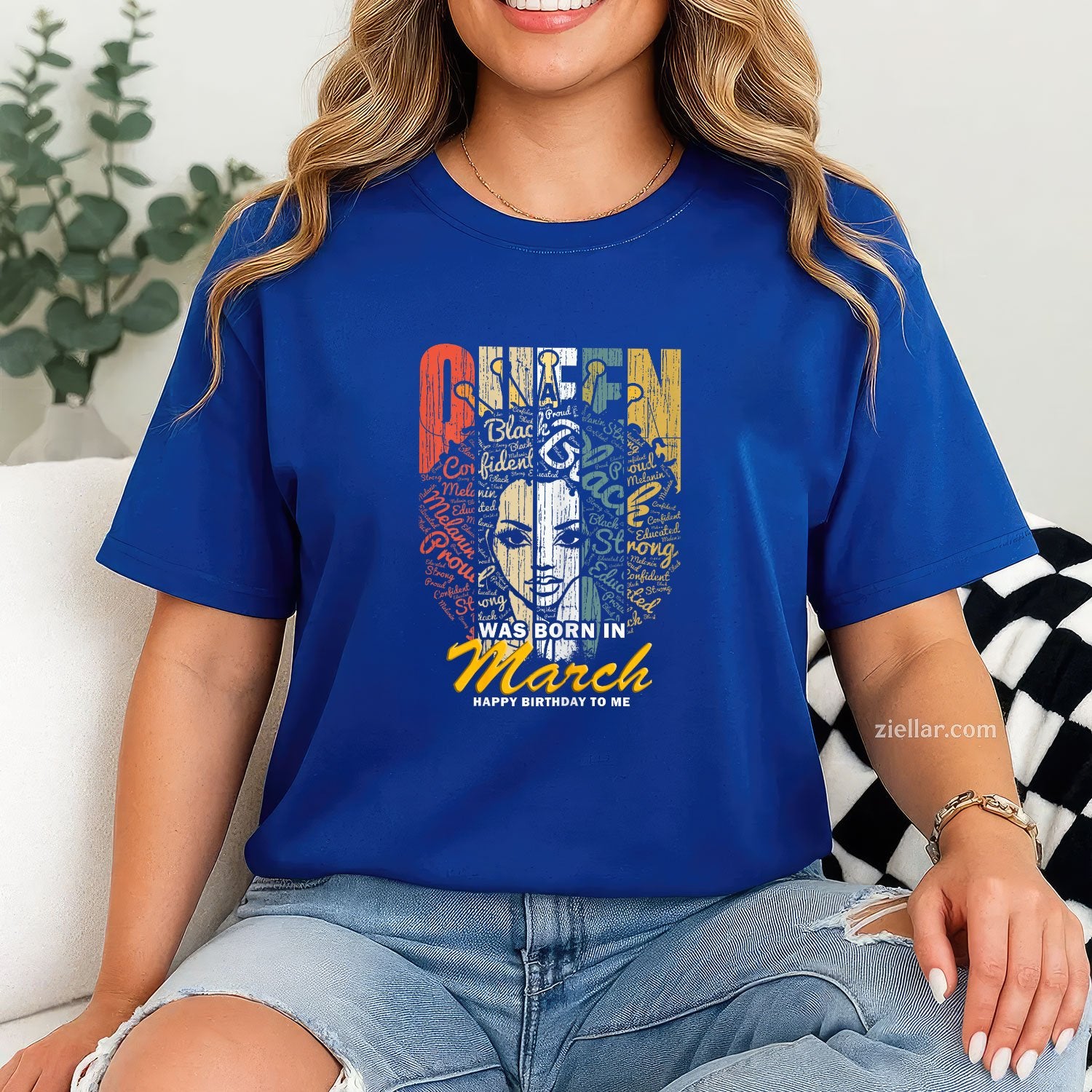 Queens Are Born in March Tee and T-Shirt, Birthday Girl T-Shirt Gift for Women Adults