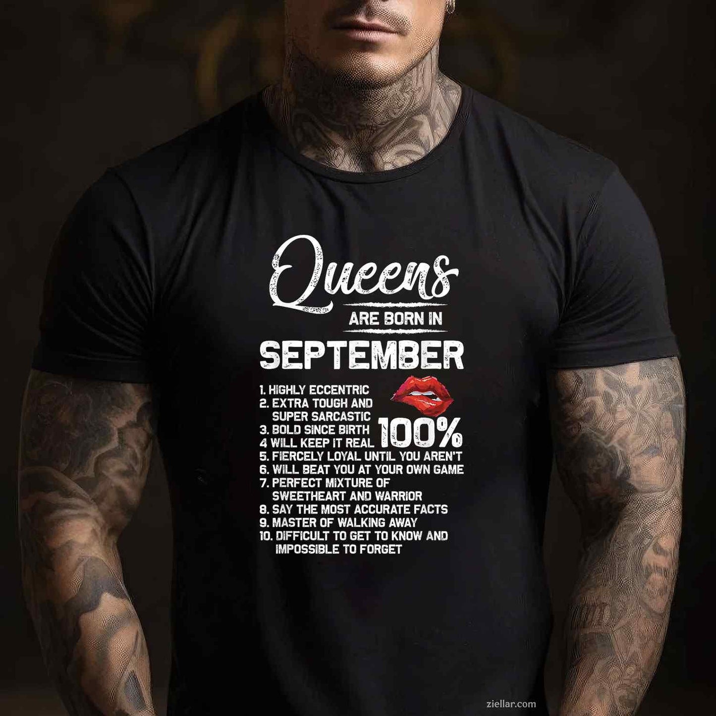 Queens Are Born in September Birthday Gifts T-Shirt Tee for Men Women Adults Unisex
