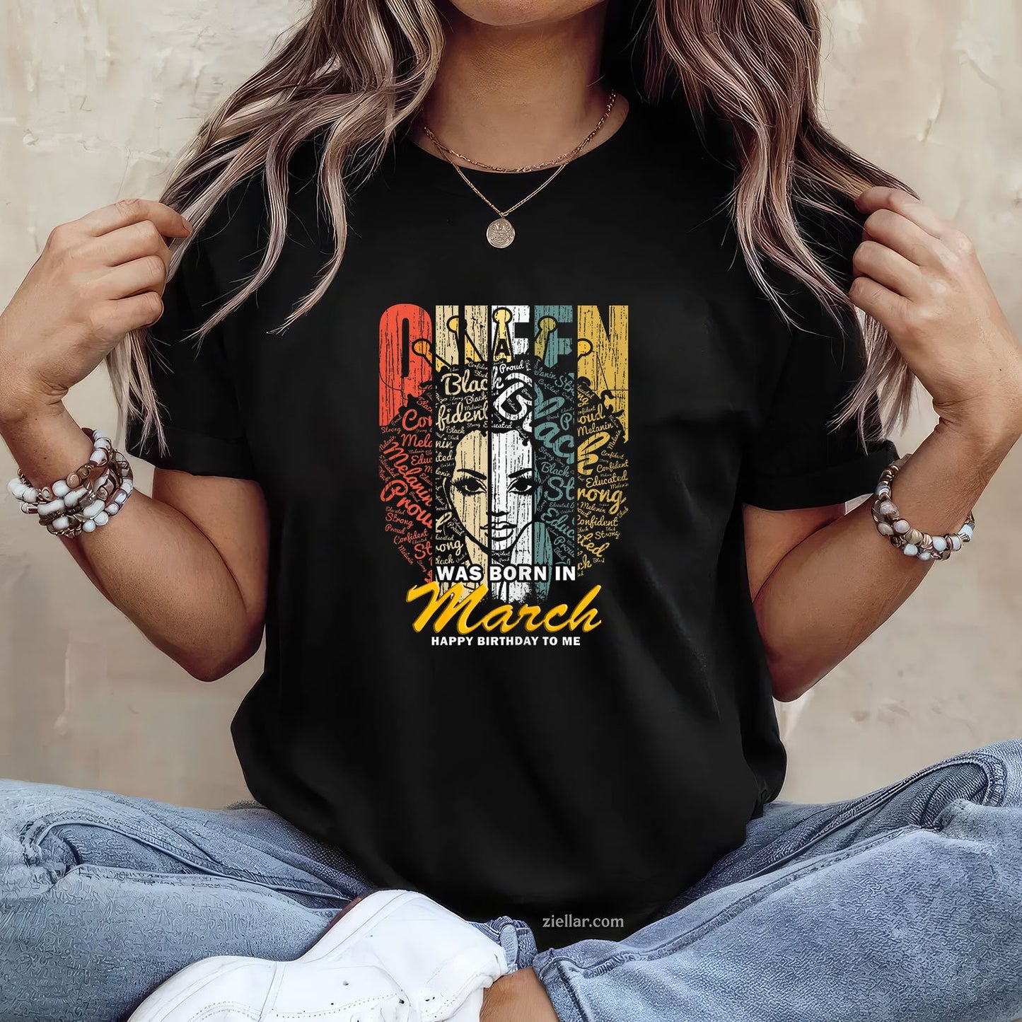 Queens Are Born in March Tee and T-Shirt, Birthday Girl T-Shirt Gift for Women Adults