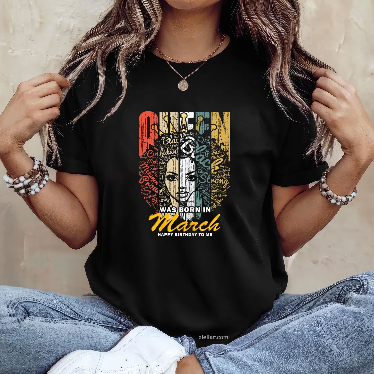 Queens Are Born in March Tee and T-Shirt, Birthday Girl T-Shirt Gift for Women Adults