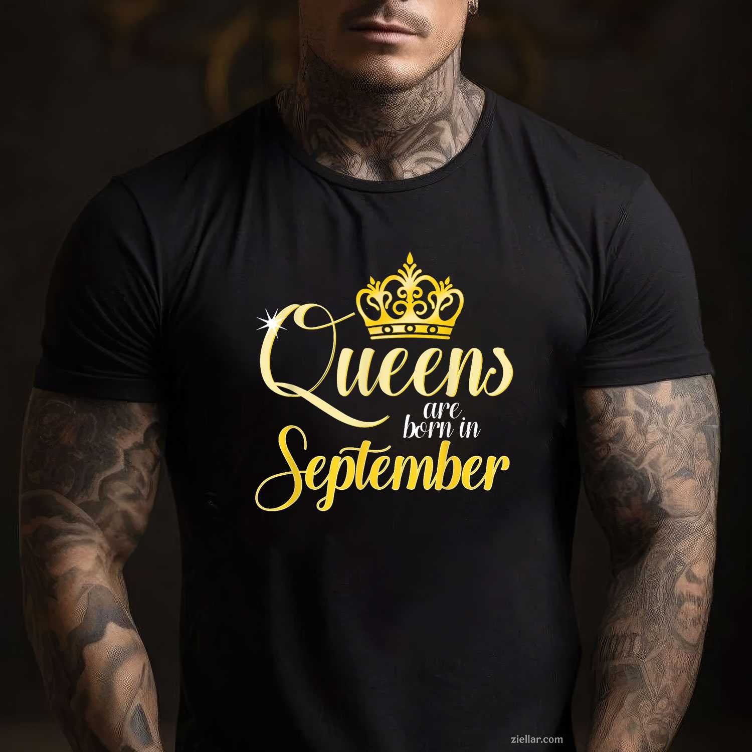 Queens Are Born In September Birth Month Queen T-Shirt Tee for Men Women Adults Unisex