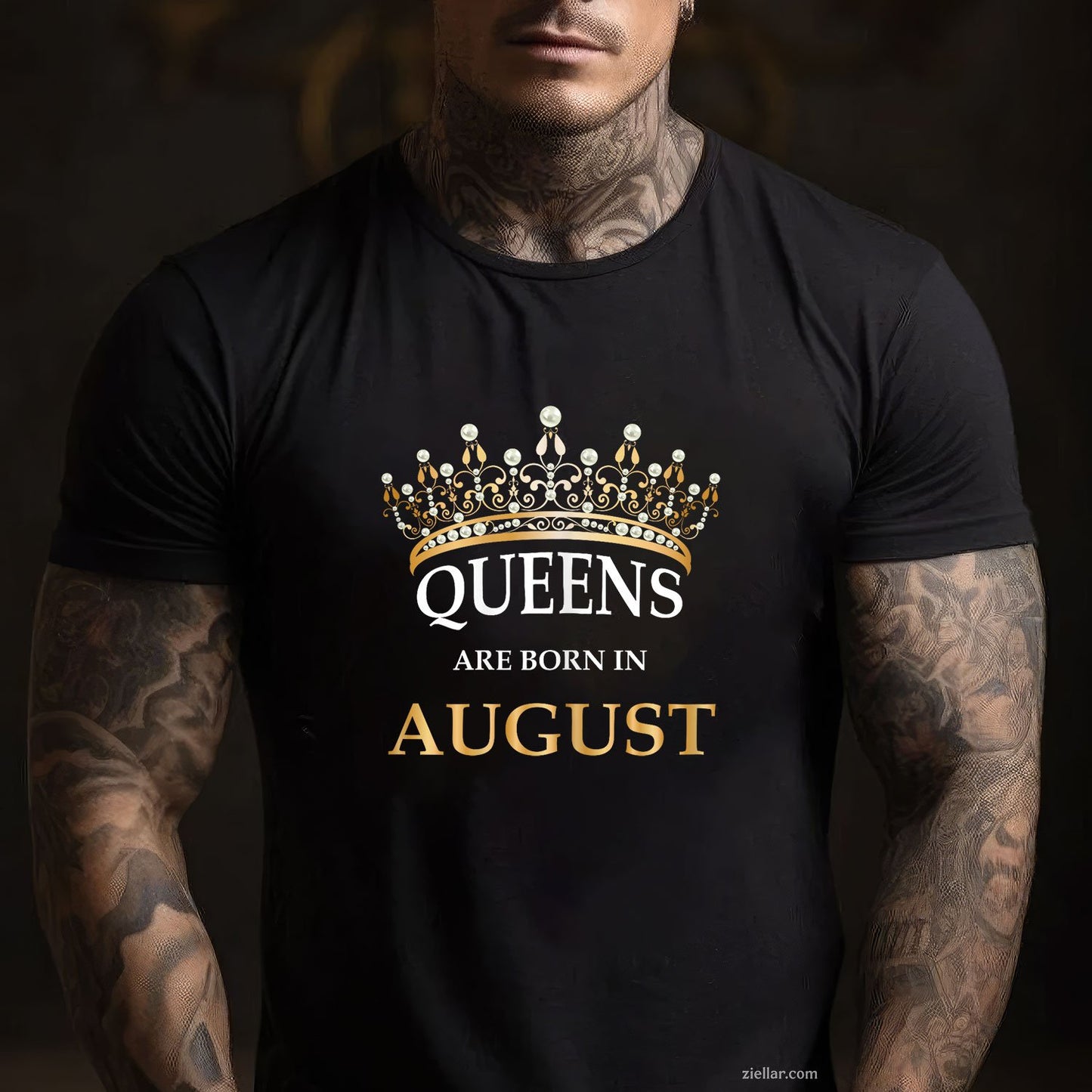 Queens Are Born in August Tee and T-Shirt, Birthday Girls Gift T-Shirt for Women Adults