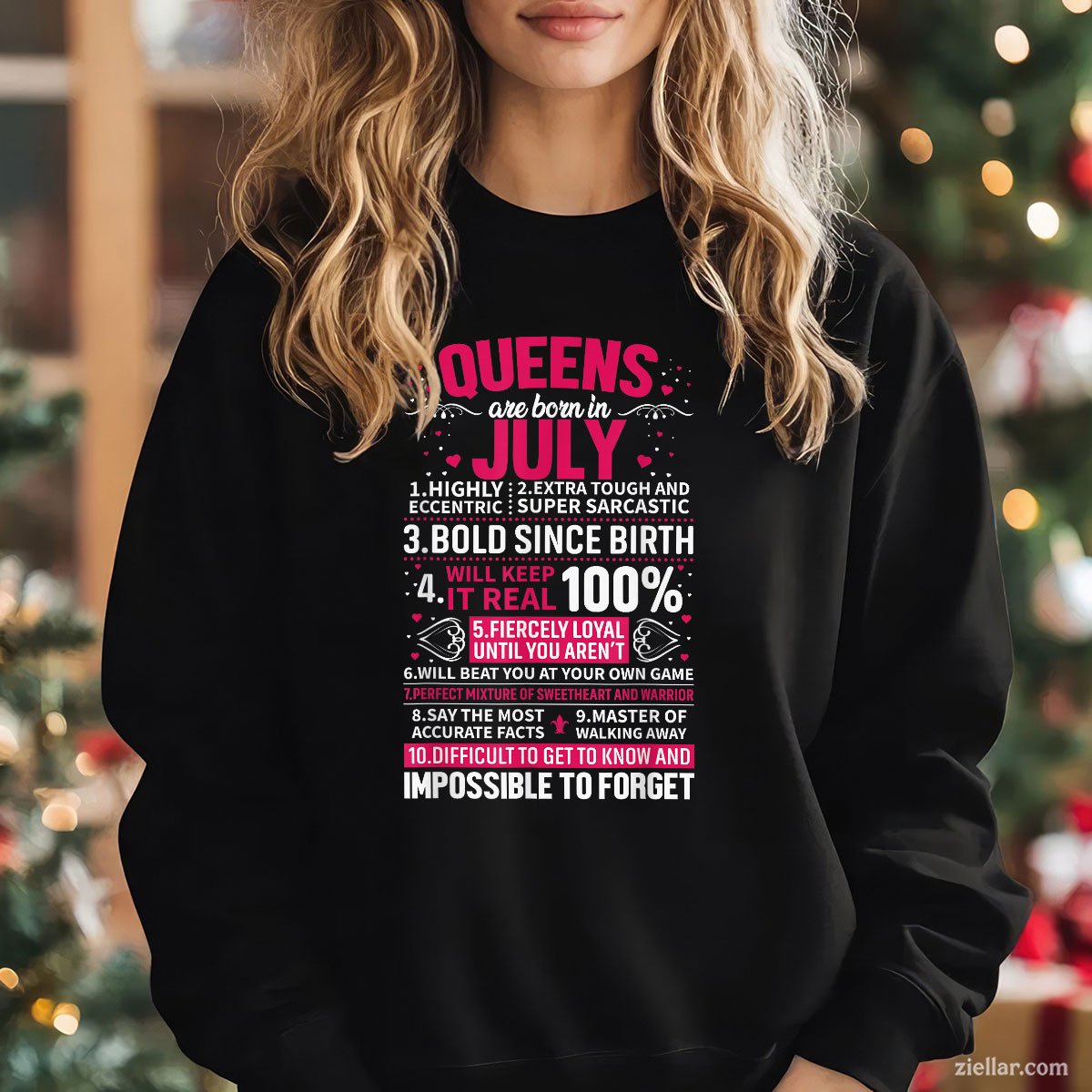 Queens Are Born in July Sweatshirt, Patriotic USA Independence Day Gift