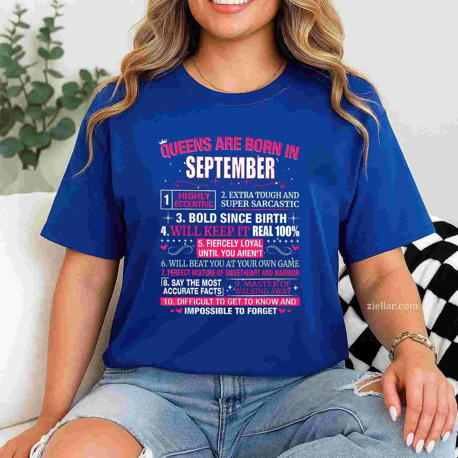 Queens are Born In September T-Shirt Tee T-Shirt Tee for Men Women Adults Unisex