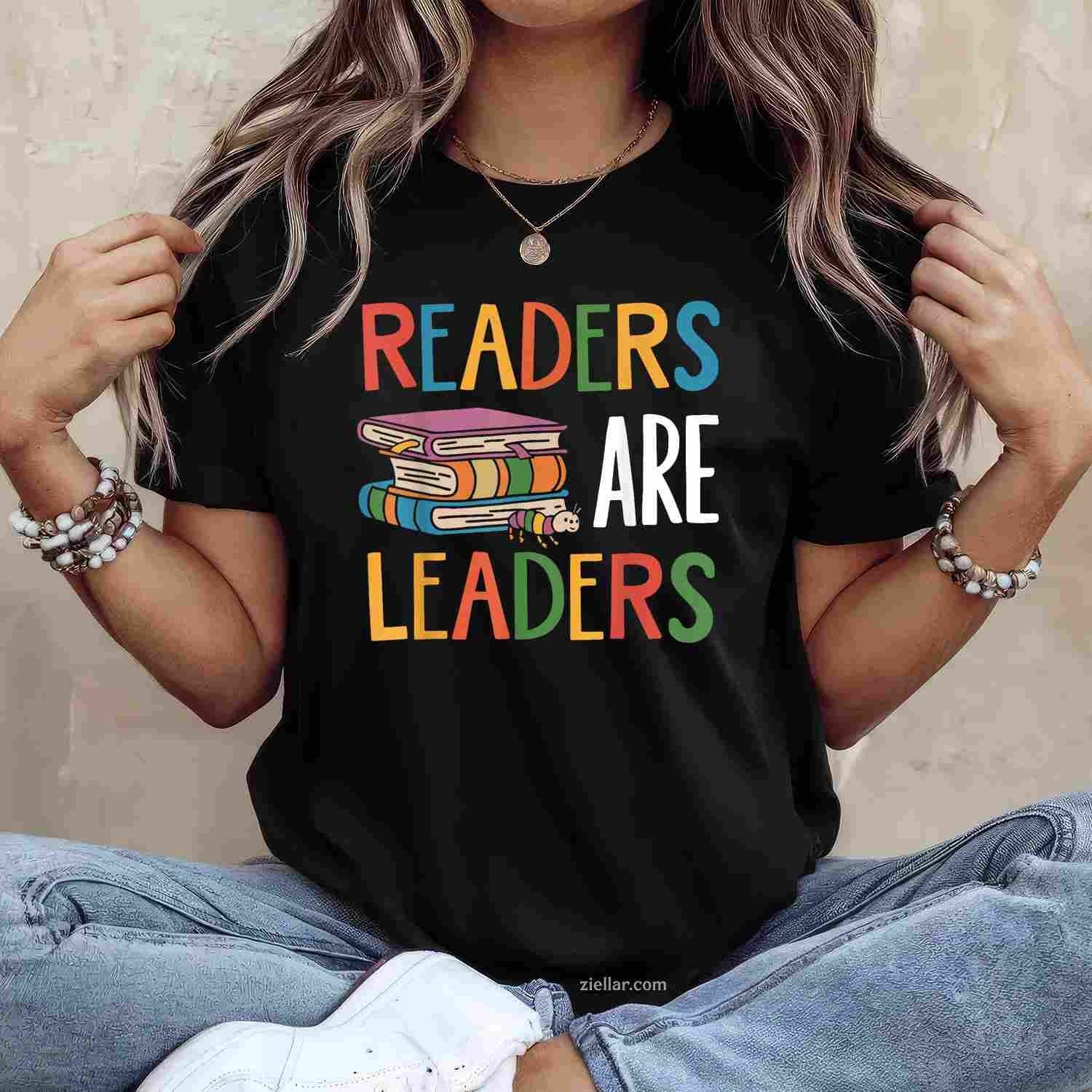 Readers Are Leaders Motivational Reading Book T-Shirt, Vintage Graphic Tee For Adults Unisex