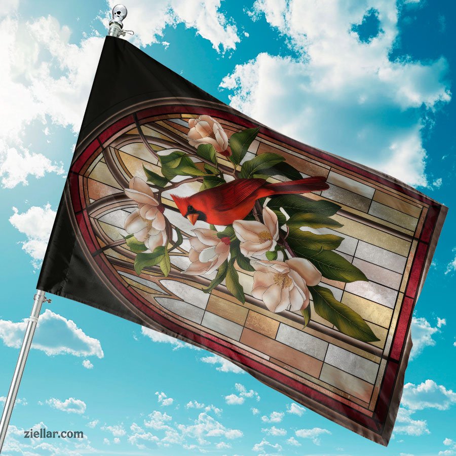 Red Cardinal Garden Flag 12x18 Inch Double Sided Flowers Yard Lawn Decor