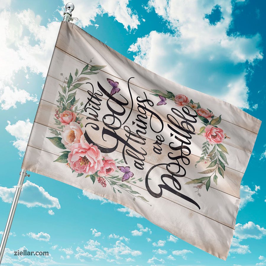 Religious Garden Flag 12x18 Inch God All Things Possible Outdoor Yard Sig