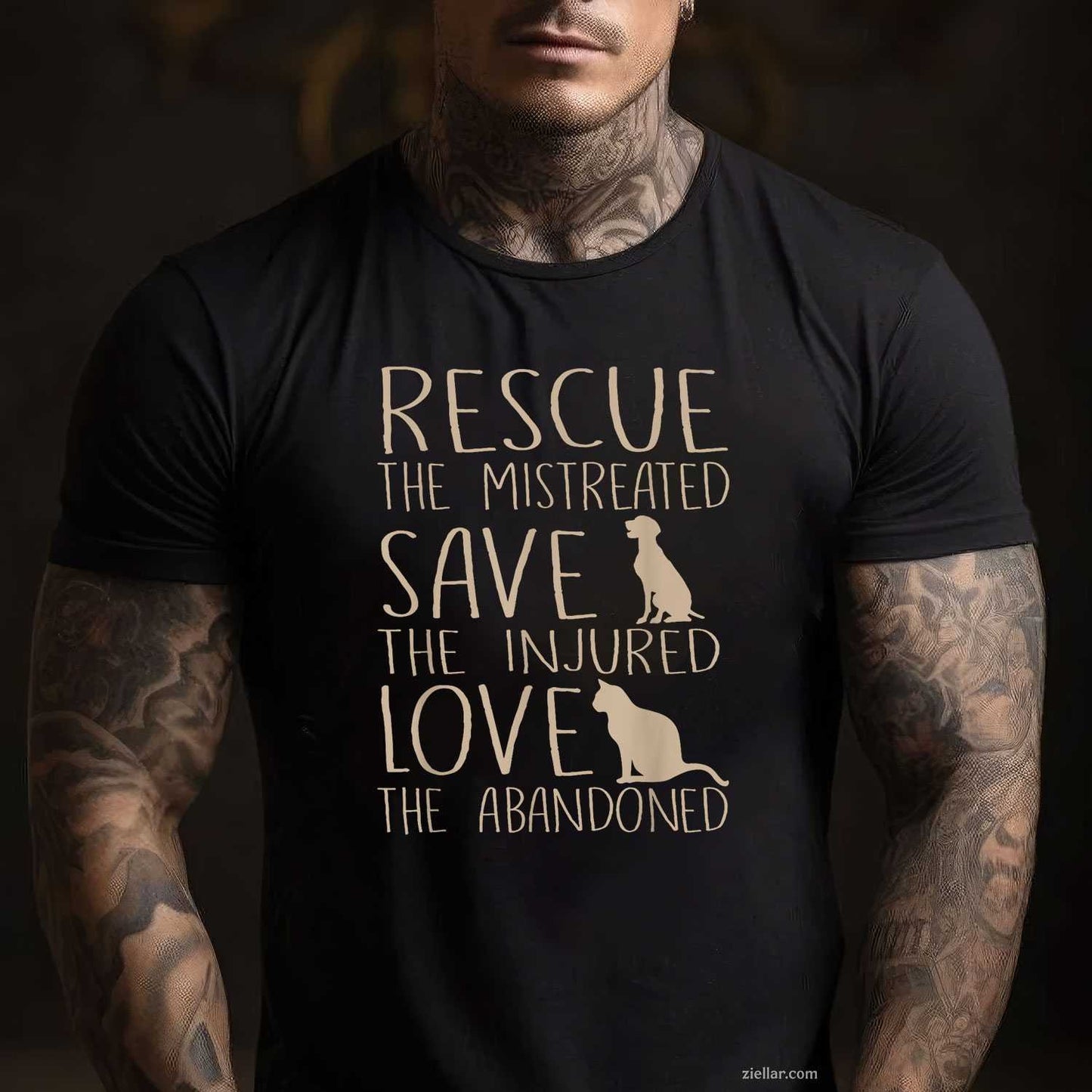 Rescue Save Love - Cute Animal T-Shirt, Rescue Dog Cat Lovers Vintage Graphic Tee For Adults