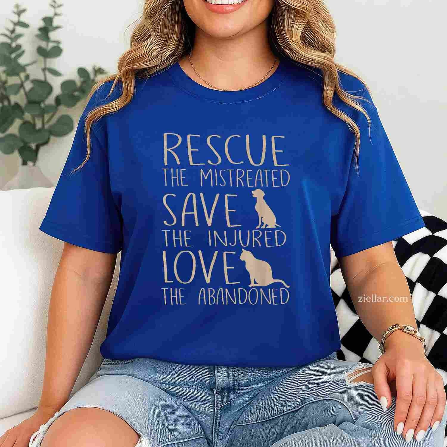Rescue Save Love - Cute Animal T-Shirt, Rescue Dog Cat Lovers Vintage Graphic Tee For Adults