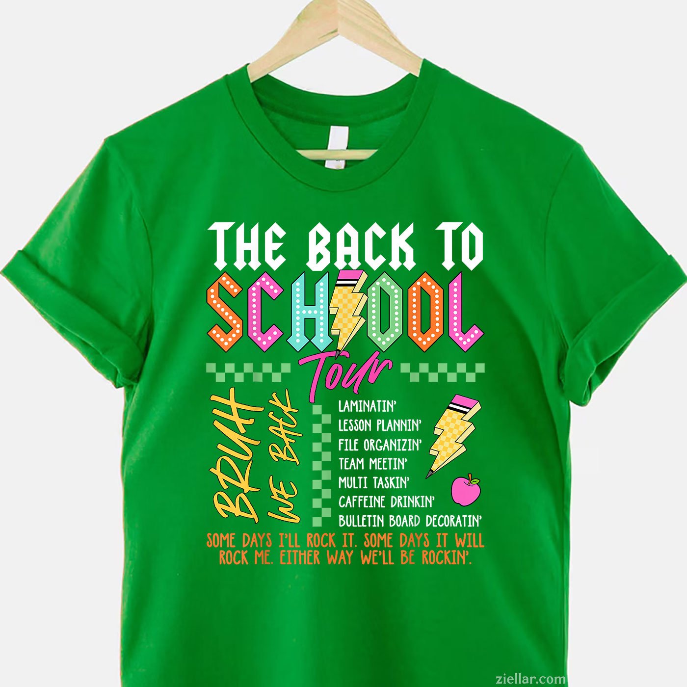 Retro ABCD Tour Tee and T-Shirt, Lightning Bolt Back to School Teacher T-Shirt for Adults