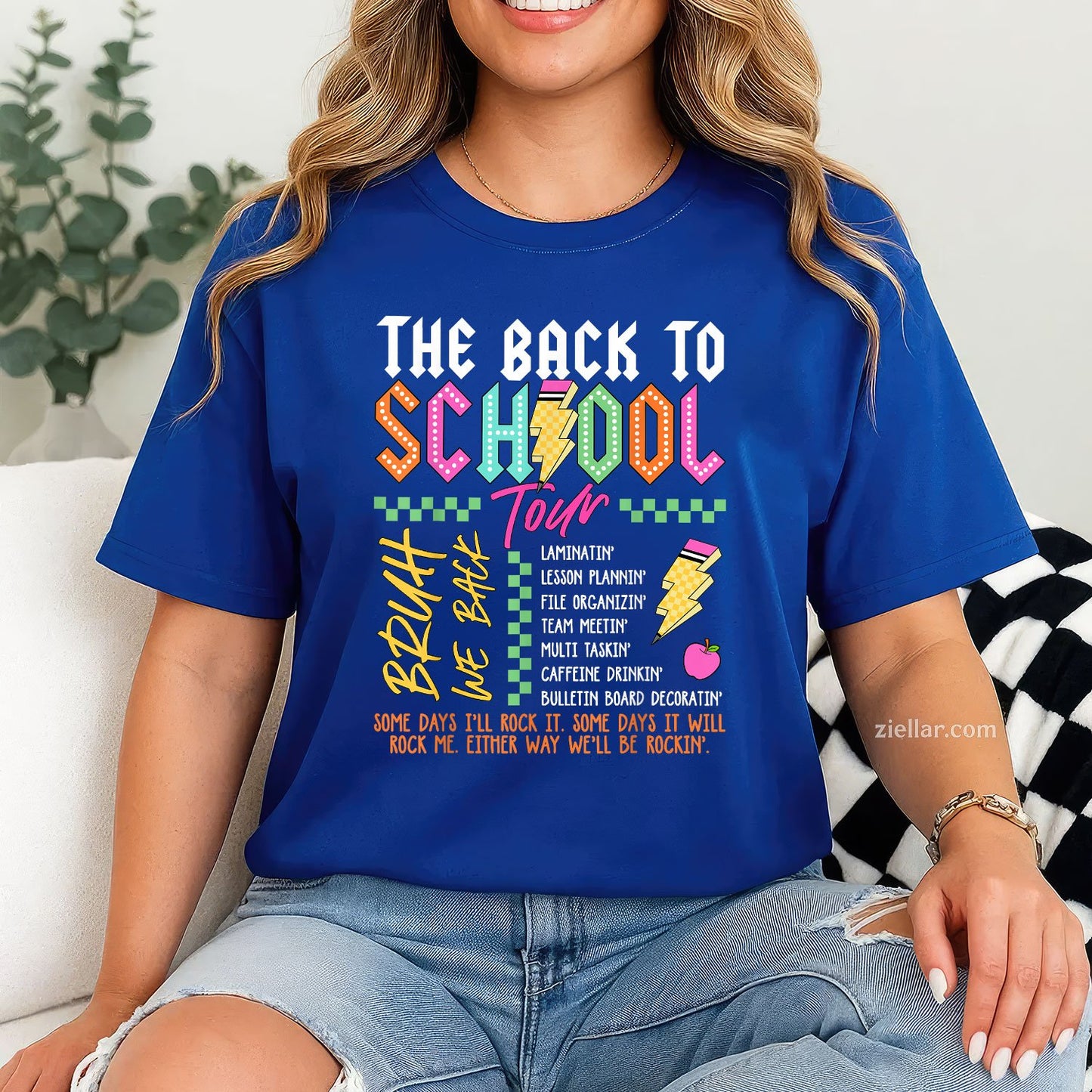 Retro ABCD Tour Tee and T-Shirt, Lightning Bolt Back to School Teacher T-Shirt for Adults