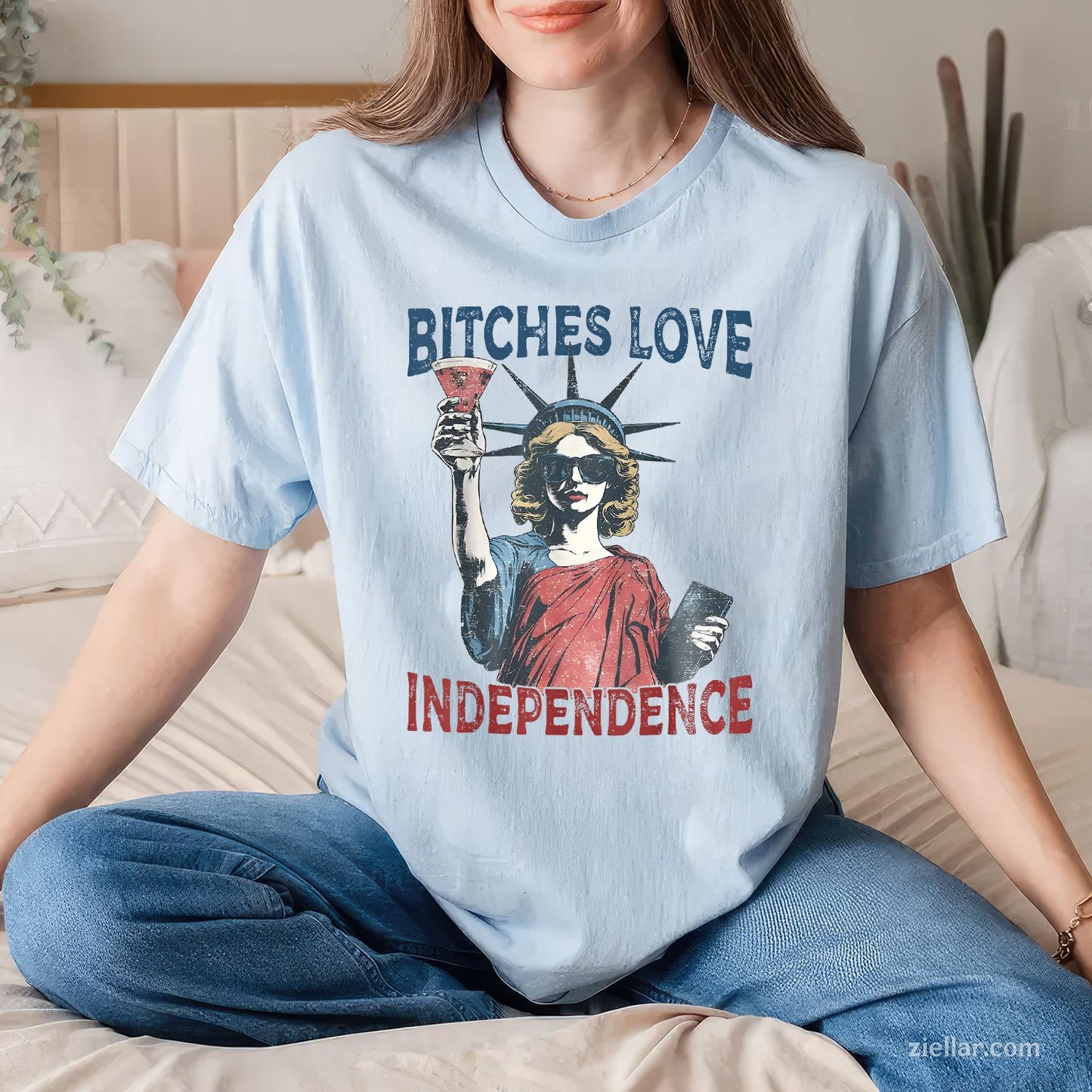 Retro Bitches Love Independence Funny 4th Of July TShirt Tee