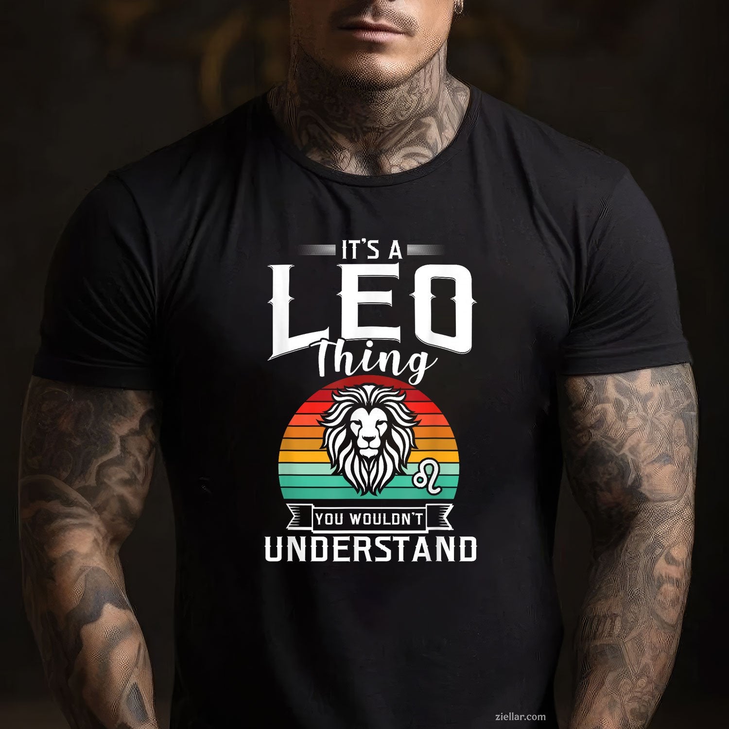 Retro Leo Lion Graphic Tee and T-Shirt, July August Birthday Zodiac T-Shirt for Adults