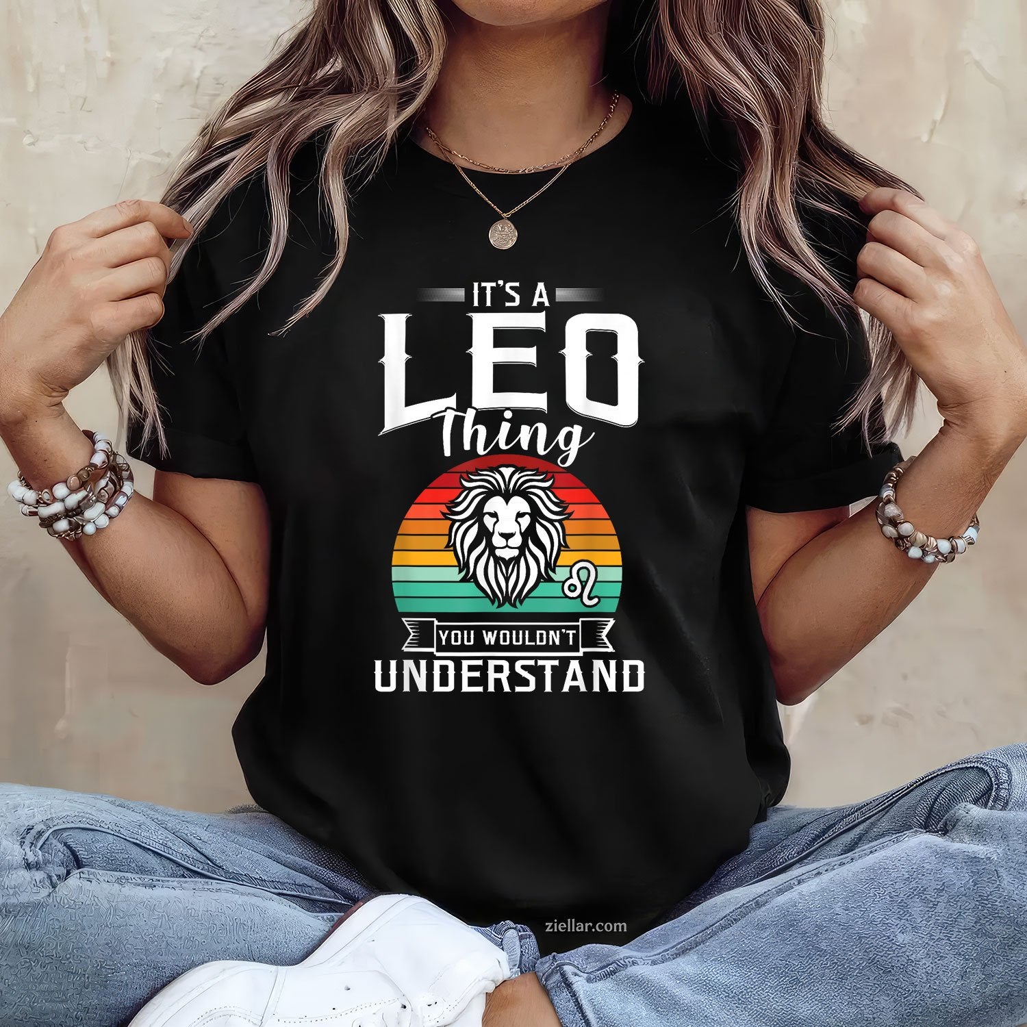 Retro Leo Lion Graphic Tee and T-Shirt, July August Birthday Zodiac T-Shirt for Adults