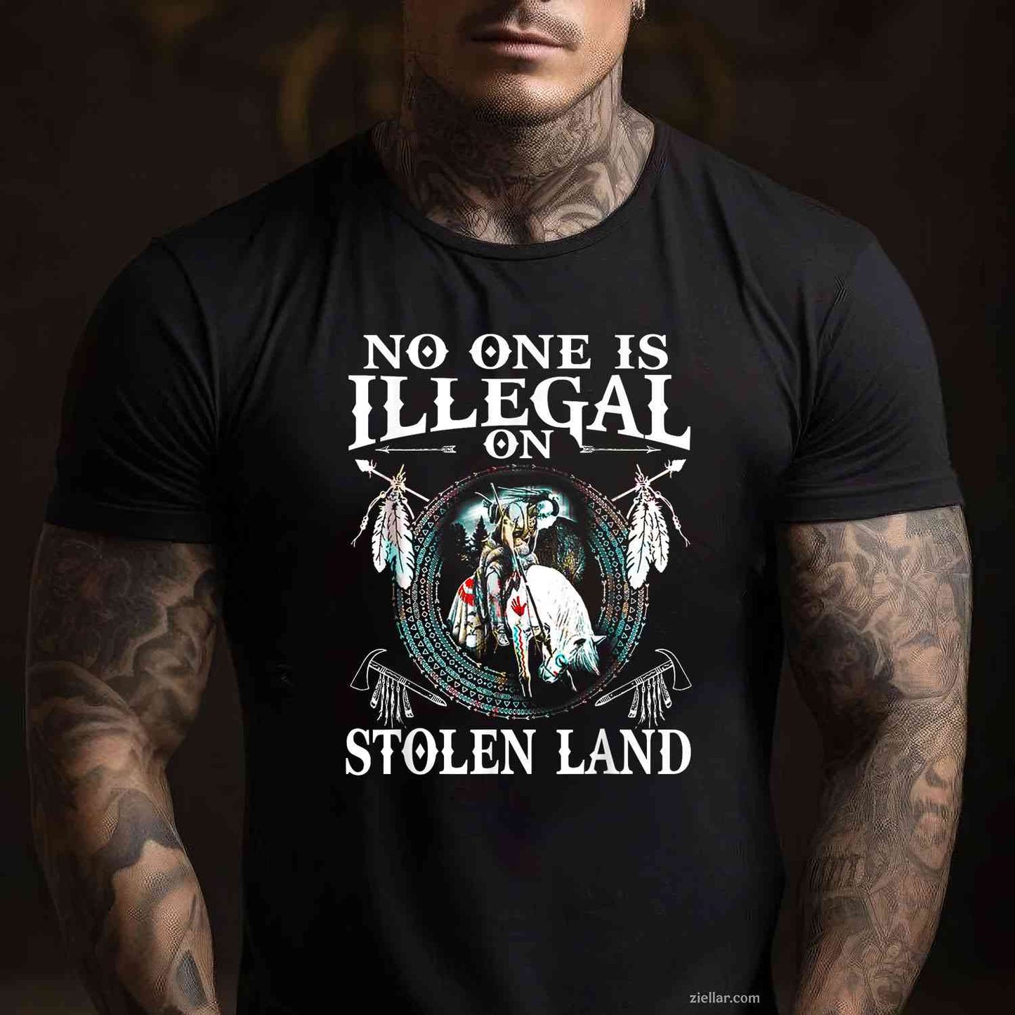 Retro Native American Indian Headdress, Vintage Men Graphic T-Shirt And Tee For Adults