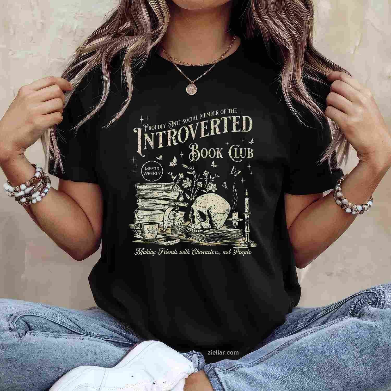 Retro Proud Anti Social Member Of Introverted Book Club T-Shirt