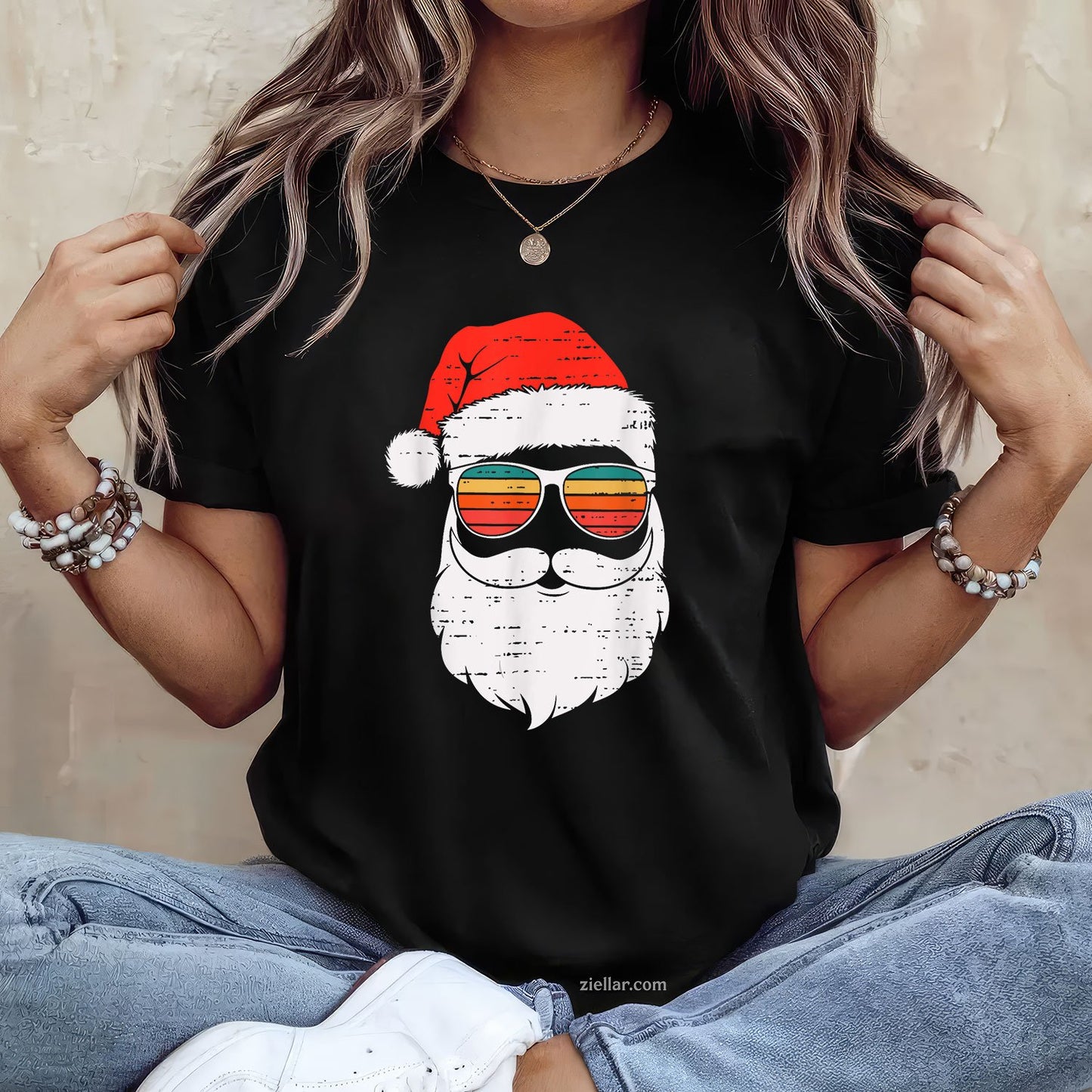 Retro Santa Face Sunglassed Christmas In July