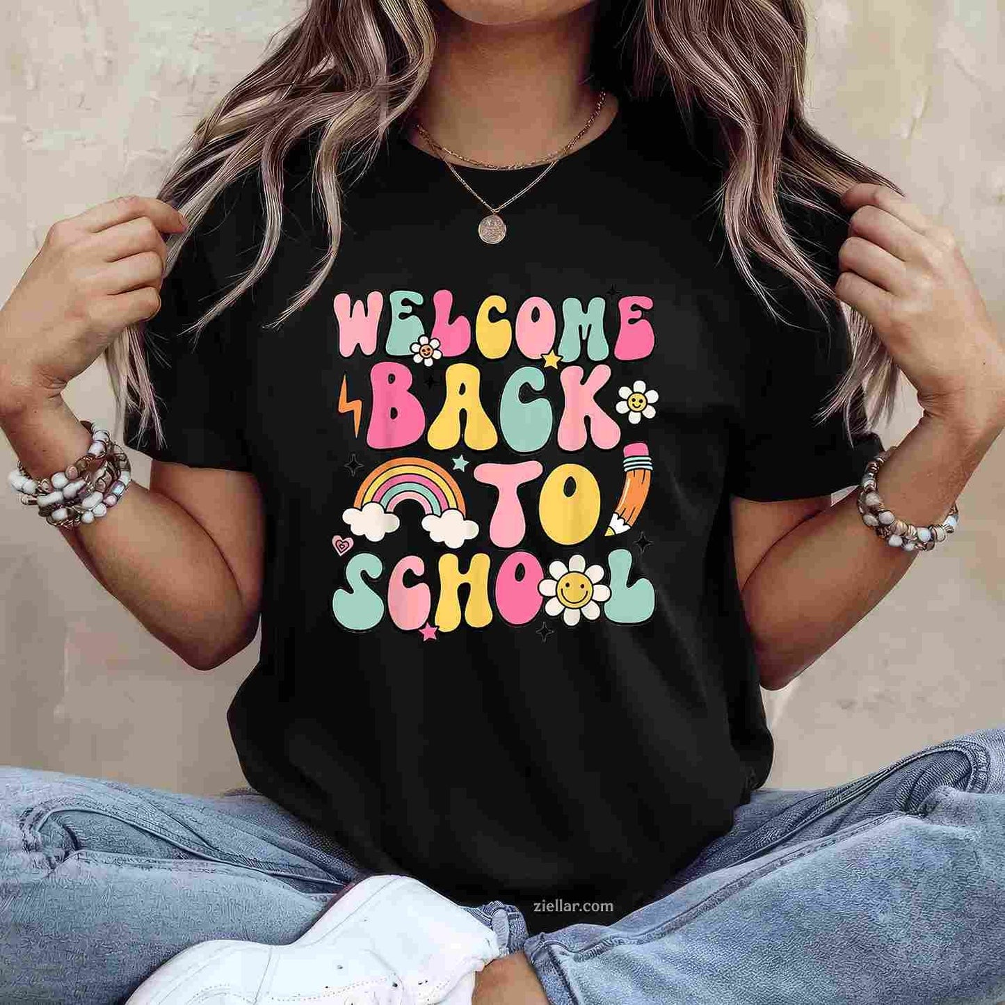 Retro Welcome Back to School Teacher Appreciation T-Shirt Tee for Men Women Adults Unisex