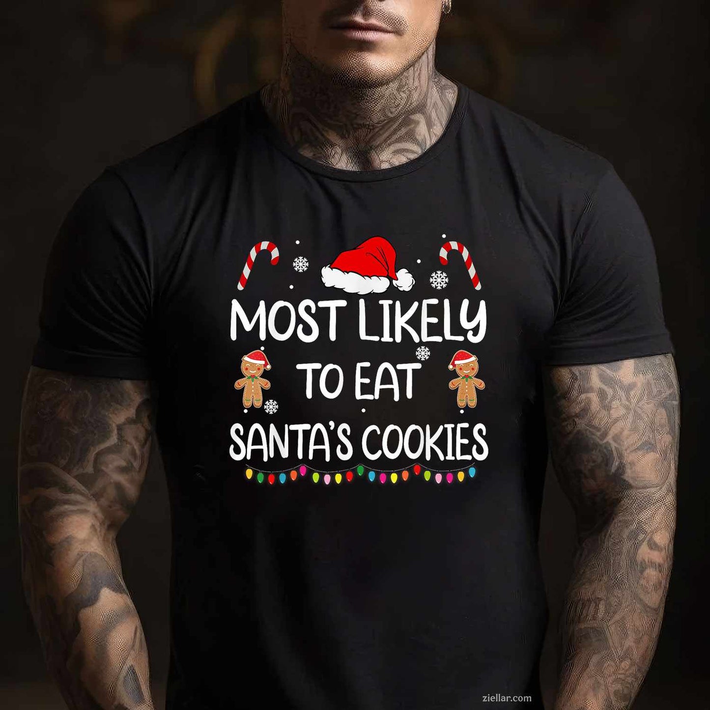 Rock Guitar Santa Claus Playing Guitar - Funny Christmas T-Shirt, A Funny Rock Guitar Santa Claus Tee