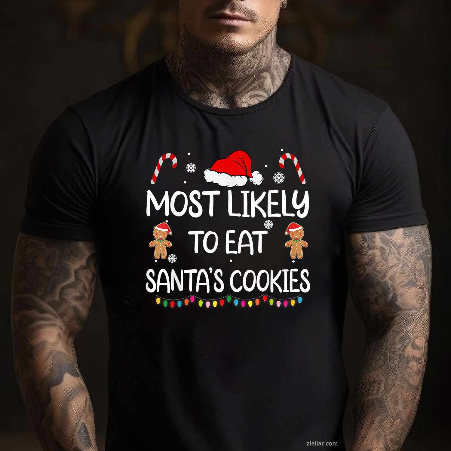 Rock Guitar Santa Claus Playing Guitar - Funny Christmas T-Shirt, A Funny Rock Guitar Santa Claus Tee