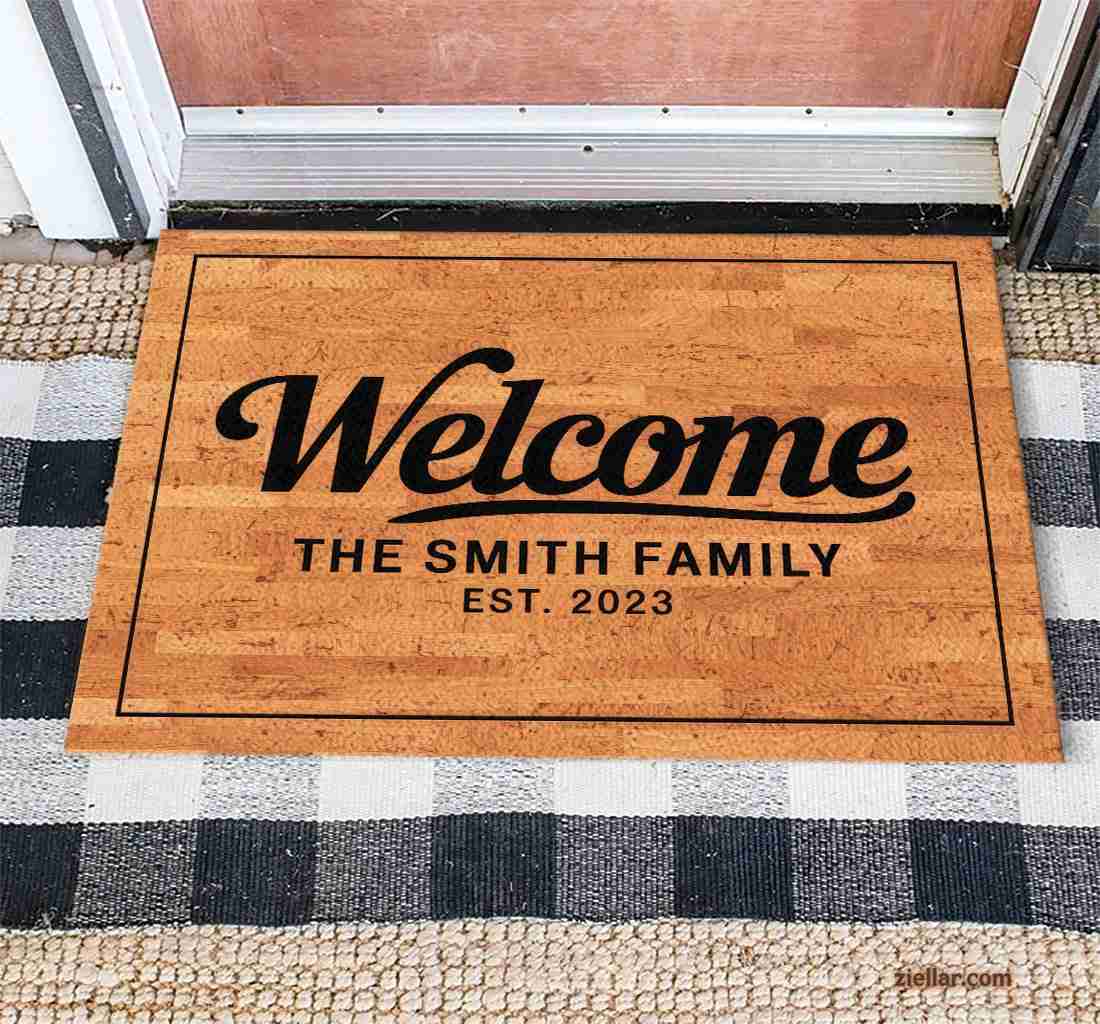 Rustic Family Name Doormat - Custom Welcome Rug for Unique Home Decor Style