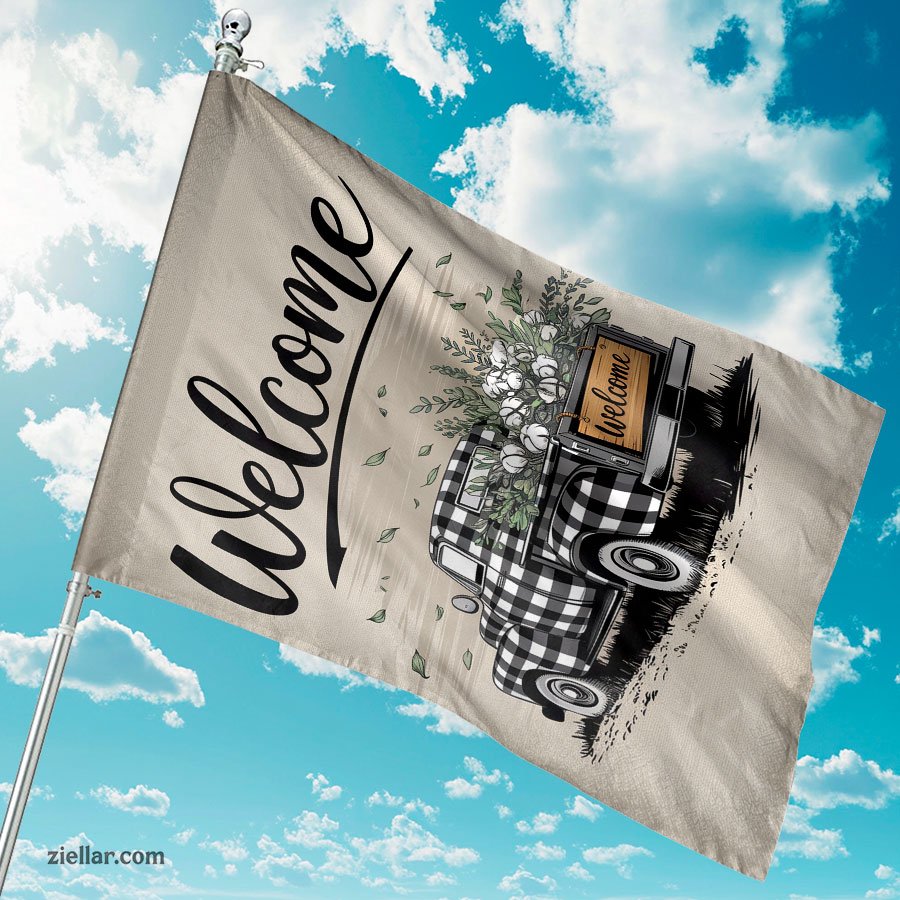 Rustic Spring Truck Garden Flag 12x18 Inch, Double Sided Outdoor Yard Flag